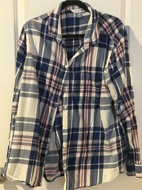 Old Navy Blue, White and Pink Plaid Button-Down Shirt